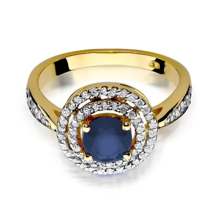 Złoty pierścionek z diamentem EY-274 szafir