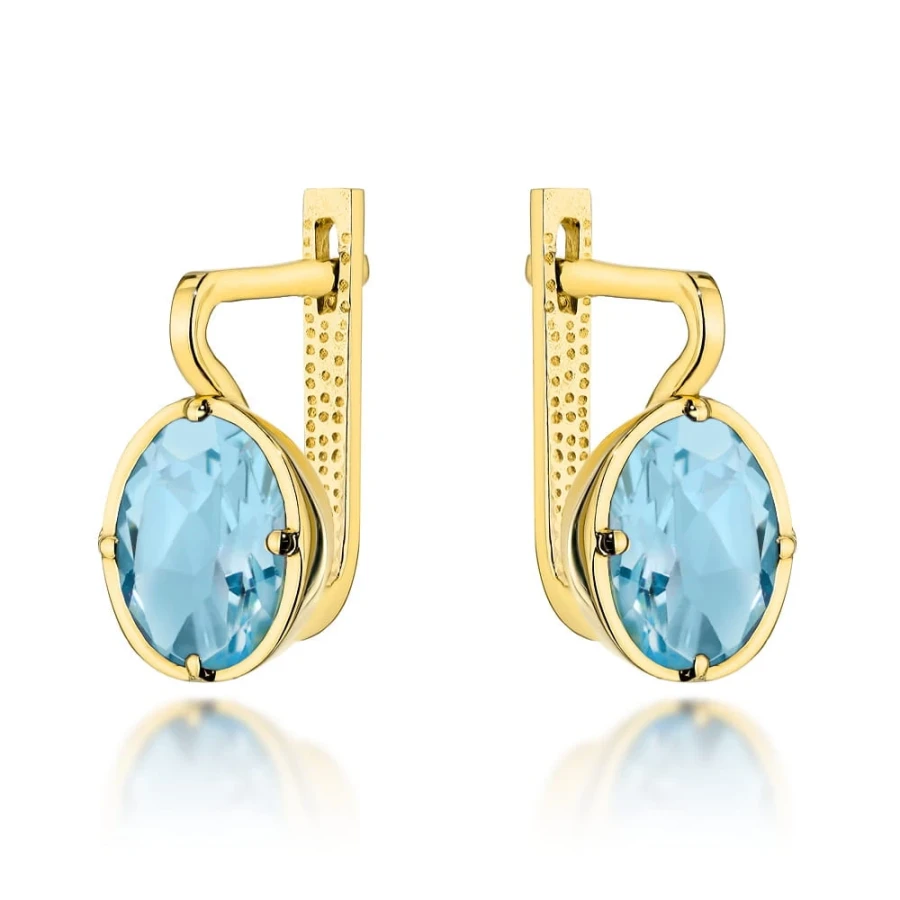 ⭐ Kolczyki złote z kolekcji "COLORFUL STONE" z eleganckim zapięciem - topaz owal ♥ Ergold