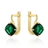 ⭐ Kolczyki złote z kolekcji "COLORFUL STONE" z eleganckim zapięciem - zielony kwarc kwadrat ♥ Ergold