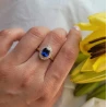 Złoty pierścionek 585 duży niebieski kamień