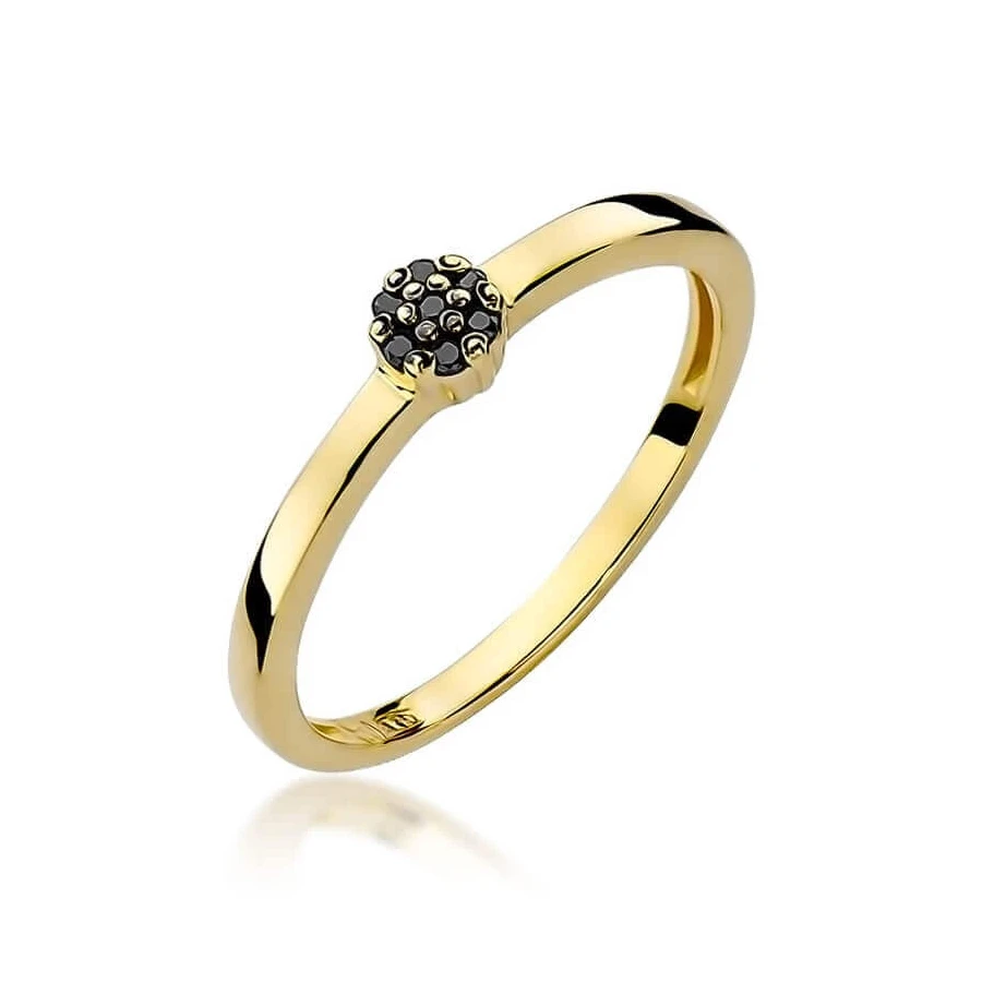 Złoty pierścionek z diamentem EY-100 czarne brylanty