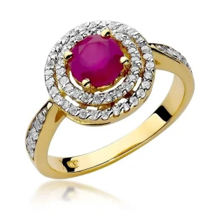 Złoty pierścionek z diamentem EY-274 rubin