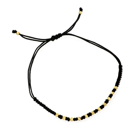 Bransoletka diamentowane kuleczki na czarnym sznurku