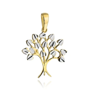 Zawieszka złota diamentowane drzewko szczęścia w dwóch kolorach złota