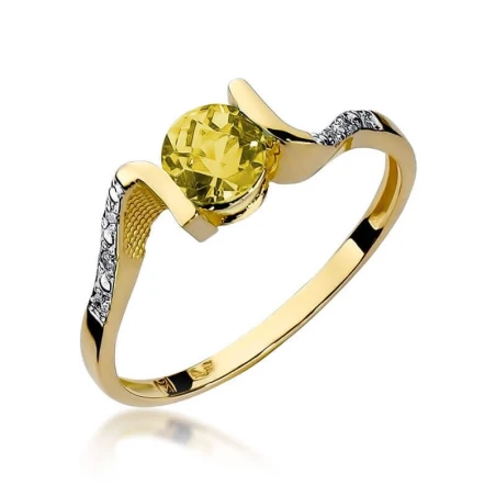 Złoty pierścionek z diamentem EY-120 cytryn