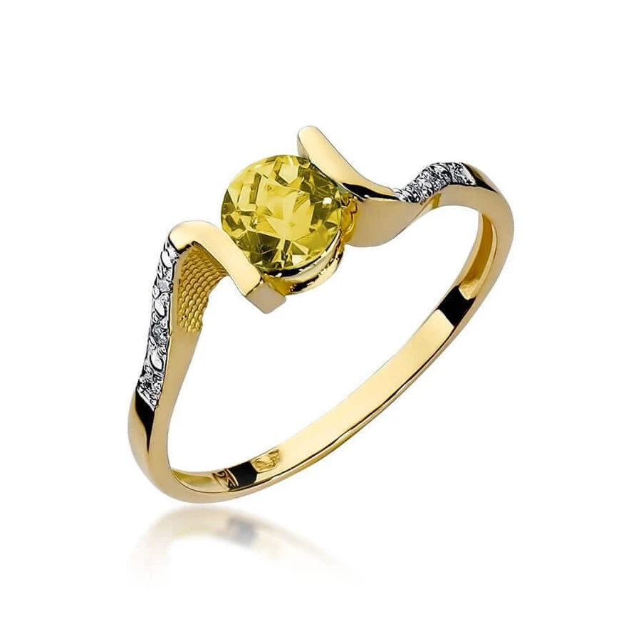 Złoty pierścionek z diamentem EY-120 cytryn