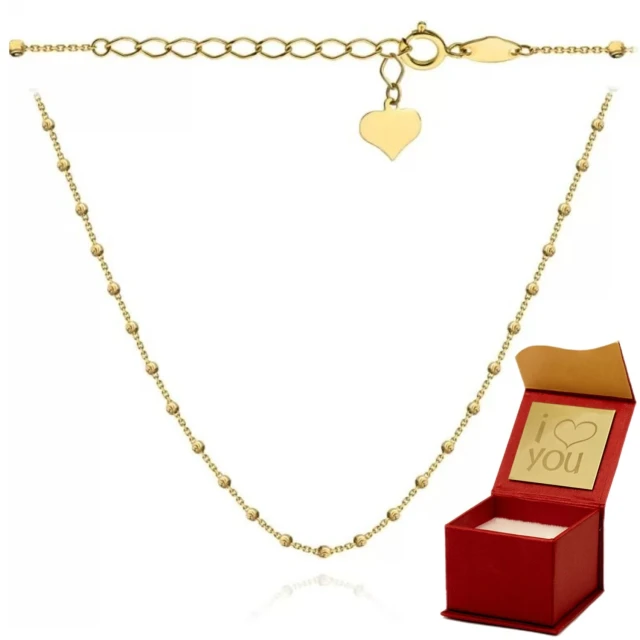 Goldene Halskette mit Diamantkugeln und Herz