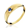 Złoty pierścionek z szafirowym kamieniem idealny na prezent
