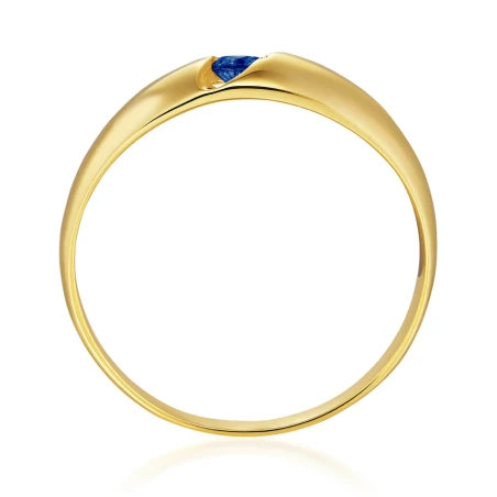 Złoty pierścionek z szafirowym kamieniem idealny na prezent