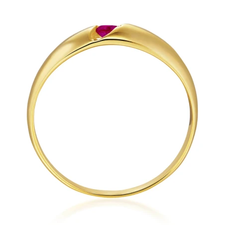 Złoty pierścionek z rubinowym kamieniem idealny na prezent