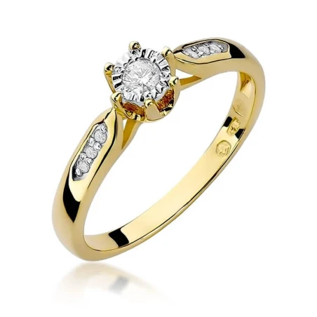 Złoty Pierścionek 585 z diamentem brylant 0,11ct