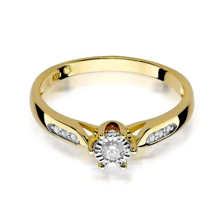 Złoty Pierścionek 585 z diamentem brylant 0,11ct