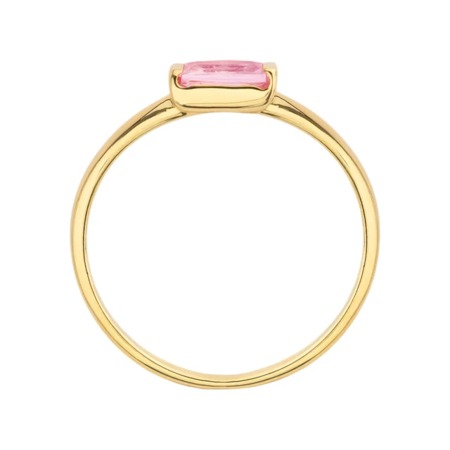 Złoty pierścionek delikatny różowy kamień 585