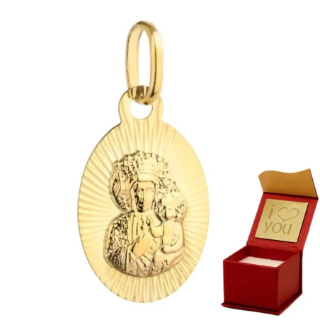Medalik złoty diamentowany Matka Boska Częstochowska