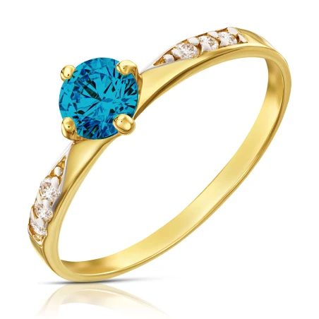 Zaręczynowy pierścionek złoty z turkusowym kamieniem
