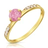 Złoty pierścionek Cyrkonie Only One pudrowy róż | ERgold