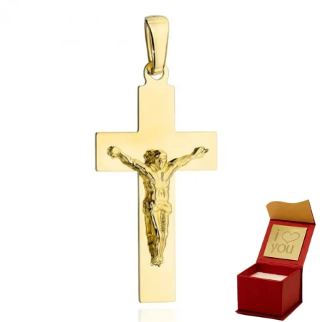 Krzyżyk złoty gładki z Jezusem