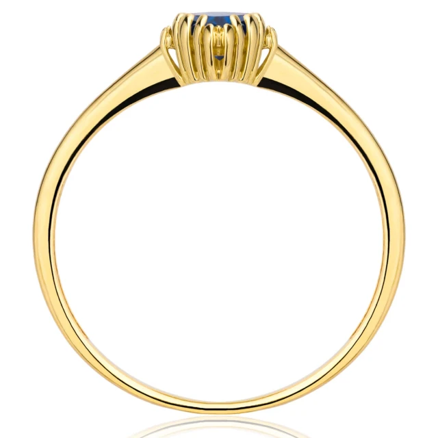 Złoty pierścionek szafirowy kamień