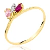 Złoty pierścionek różowo- rubinowy