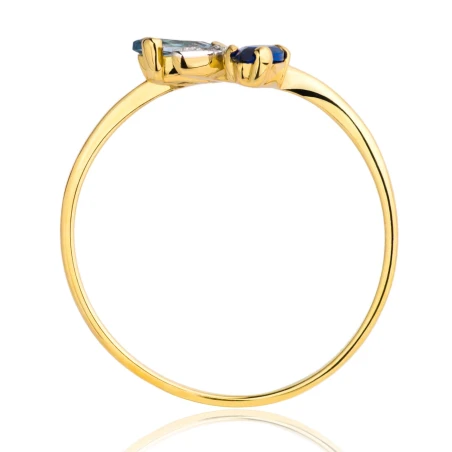 Złoty pierścionek błękitno- szafirowy