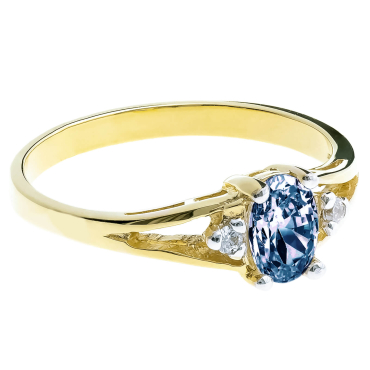 Złoty pierścionek z  błękitną markizą