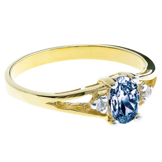 Złoty pierścionek z błękitną markizą