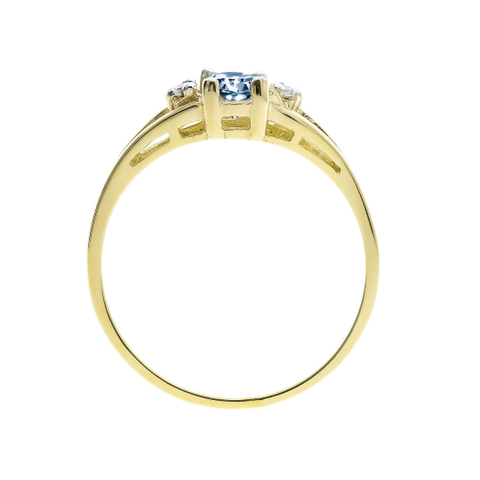 Złoty pierścionek z błękitną markizą