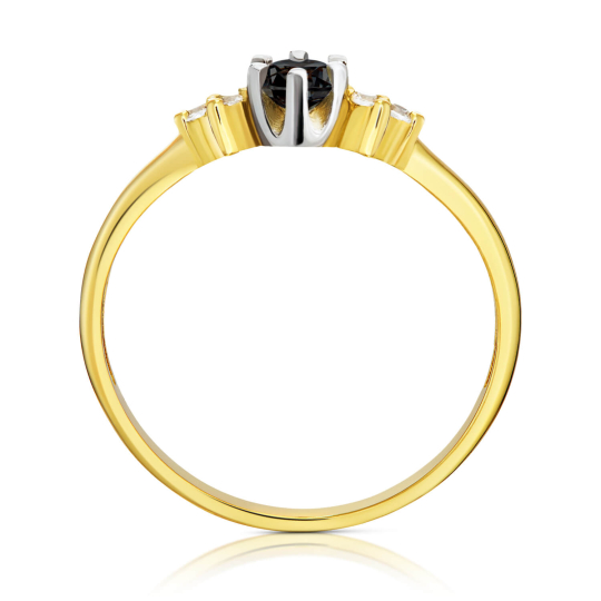 Zaręczynowy złoty pierścionek czarny kamień