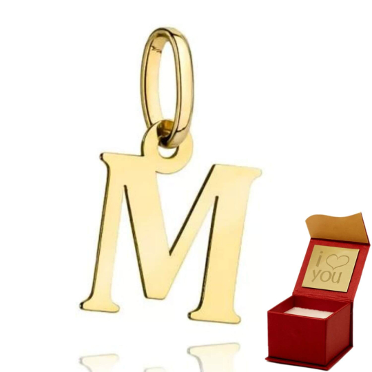 Zawieszka złota literka M