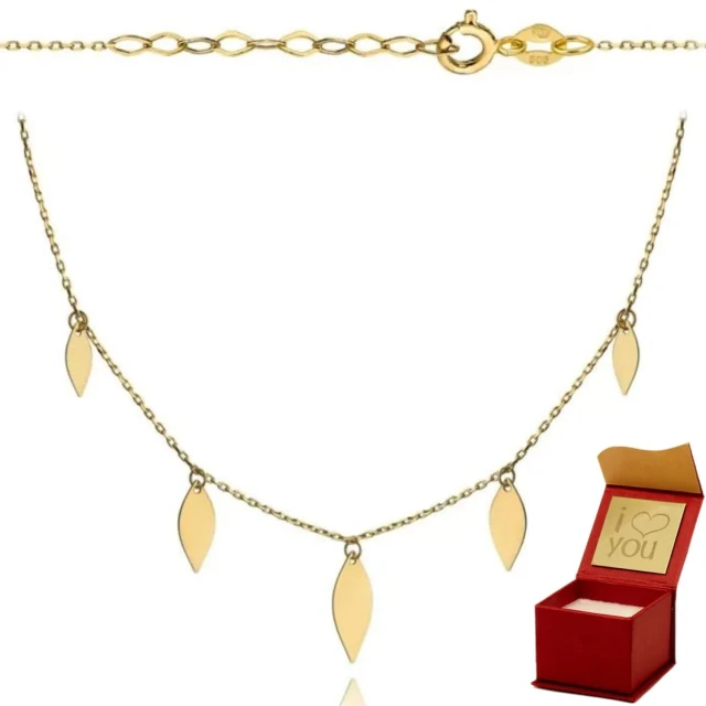 Halskette Goldblätter an einer Kette