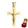 Krzyż złoty zdobiony satynowaniem z Jezusem