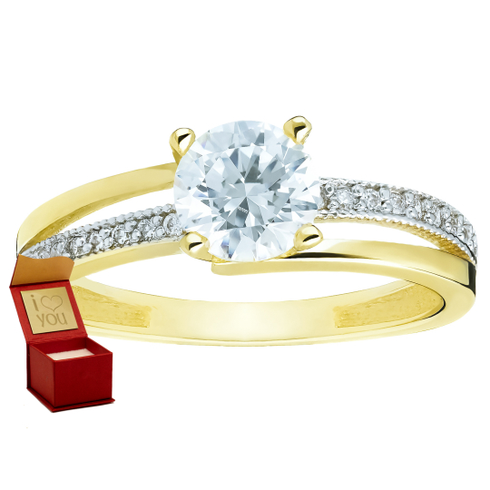 Zaręczynowy pierścionek z cyrkonią złoto 585