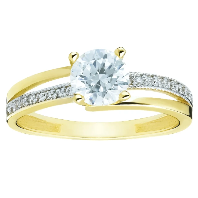 Goldring mit Zirkonoxid-Verlobung