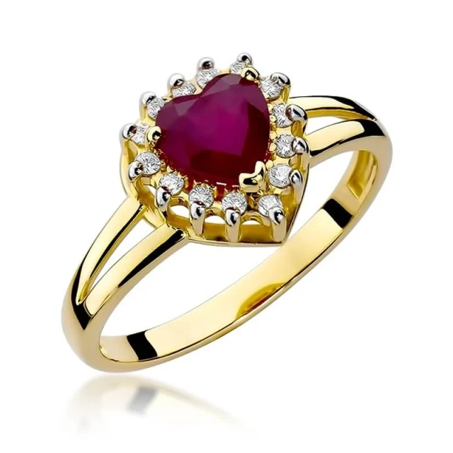 Gold Ring 585 mit Diamant Rubin 1,10ct