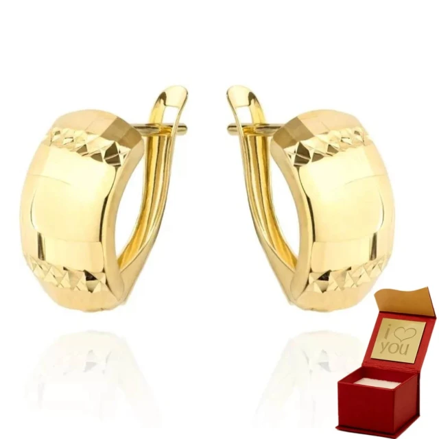 Goldene Ohrringe zwei quer verlaufende Diamantstreifen