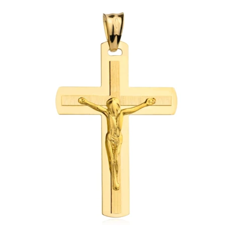 Krzyżyk złoty z Jezusem delikatnie zaokrąglony