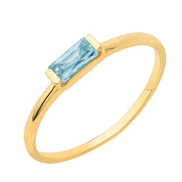 Złoty pierścionek delikatny błękitny kamień 585
