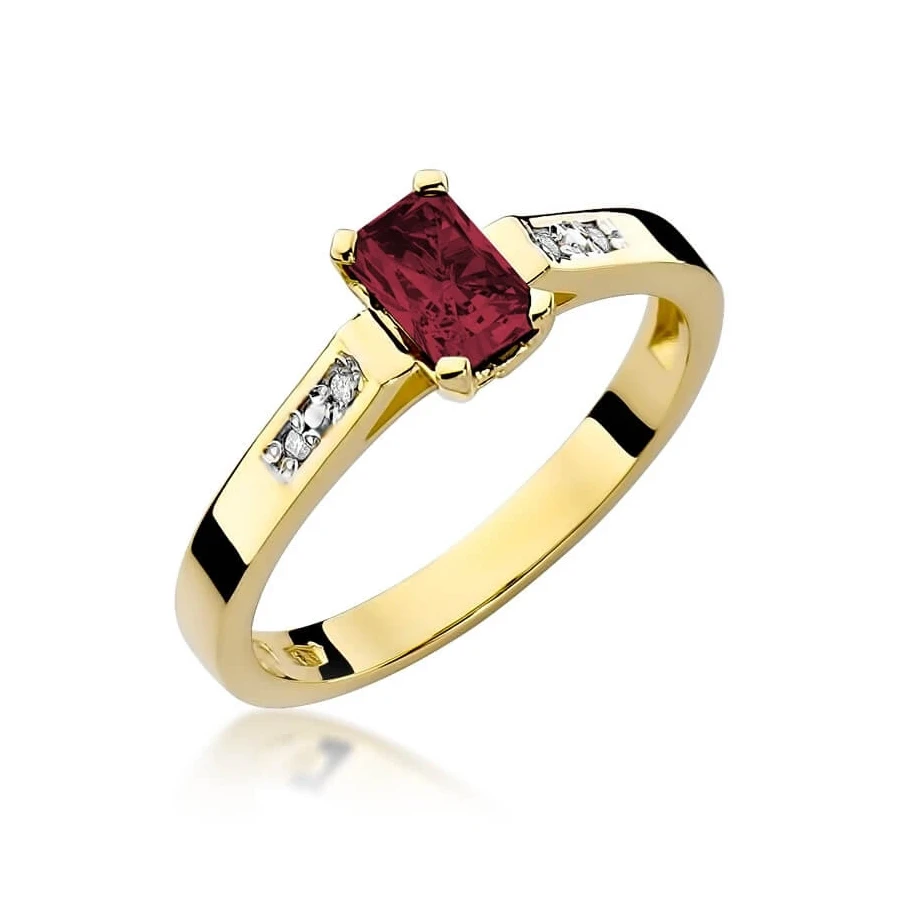 Złoty pierścionek z diamentem EY-78 rubin