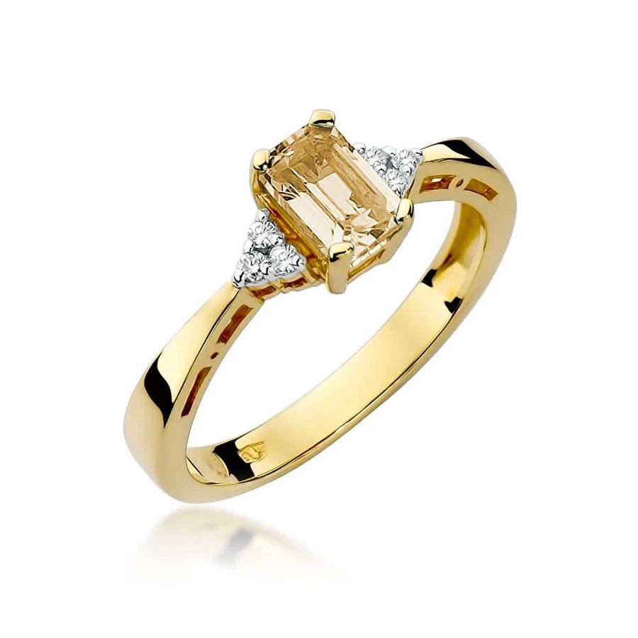 Złoty pierścionek z diamentem EY-2 cytryn