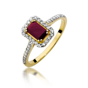 Złoty pierścionek z diamentem EY-403 rubin