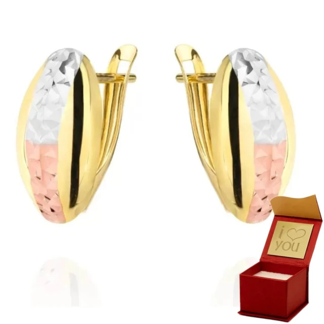 Ohrringe Gold Diamant oval drei Farben aus Gold