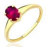 Złoty pierścionek rubinowy owalny kamień