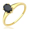 Złoty pierścionek czarny owalny kamień