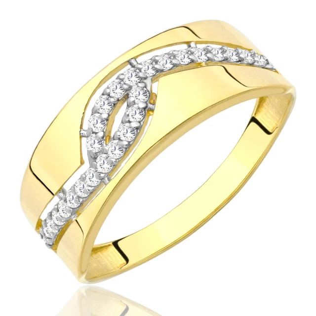 copy of Gold Interspersed Ring Zirconie Geflecht 585