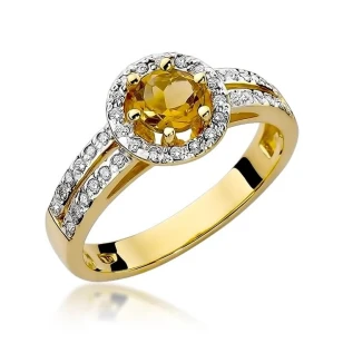 Złoty pierścionek z diamentem EY-87 cytryn
