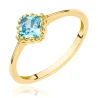 Złoty pierścionek błękitny kamień