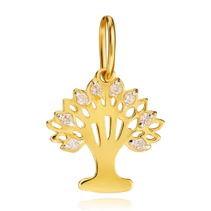 Złota zawieszka drzewko szczęścia białe cyrkonie W3.2396 | ERgold