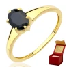Złoty pierścionek czarny owalny kamień  ER.0091c| ERgold