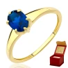 Złoty pierścionek szafirowy owalny kamień ER.0091n| ERgold