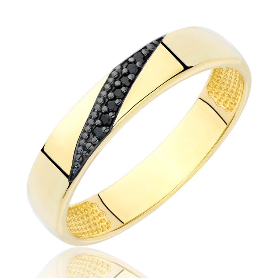 Złoty pierścionek obrączka czarne kamienie próba 333 ER.0143c| ERgold